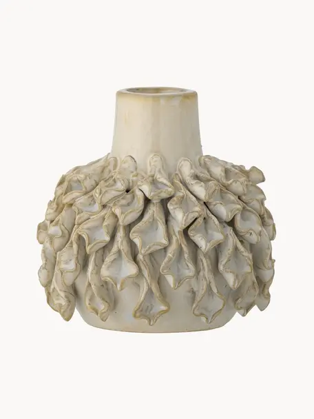 Vase fait main Mokua, Grès cérame, Beige, Ø 13 x haut. 13 cm
