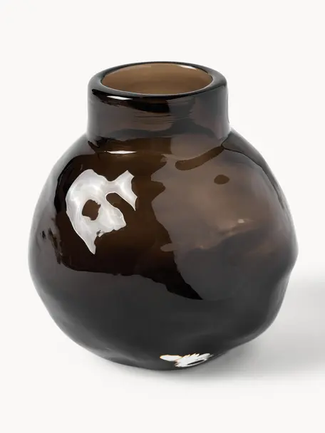 Skleněná váza Bunch, V 12 cm, Sklo, Greige, poloprůhledná, Ø 12 cm, V 12 cm