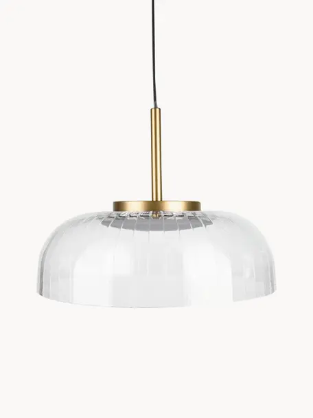 Suspension LED Vitrum, Transparent, doré, noir, Ø 20 x haut. 15 cm