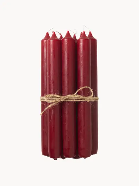 Dlhá sviečka Classic, 10 ks, Parafín, Vínovočervená, V 19 cm