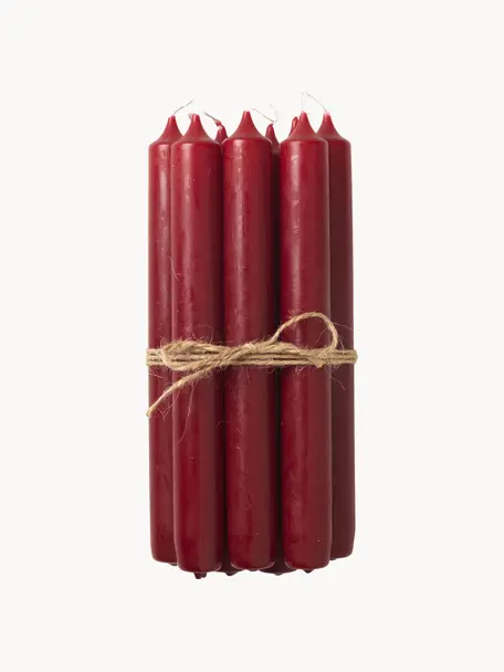 Candele a bastoncino Classic 10 pz, Paraffina, Rosso vino, Alt. 19 cm