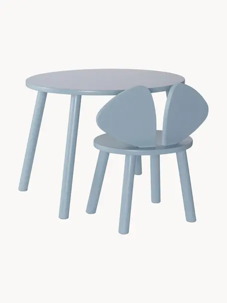 Kindertafel Mouse met kinderstoel, set van 2, Berkenhout, gelakt

Dit product is gemaakt van duurzaam geproduceerd, FSC®-gecertificeerd hout., Lichtblauw, Set met verschillende formaten