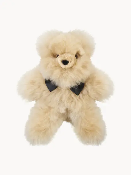 Handgemaakte teddybeer Pelu van alpacabont, Bekleding: alpacabont, Lichtbeige, B 20 x H 30 cm