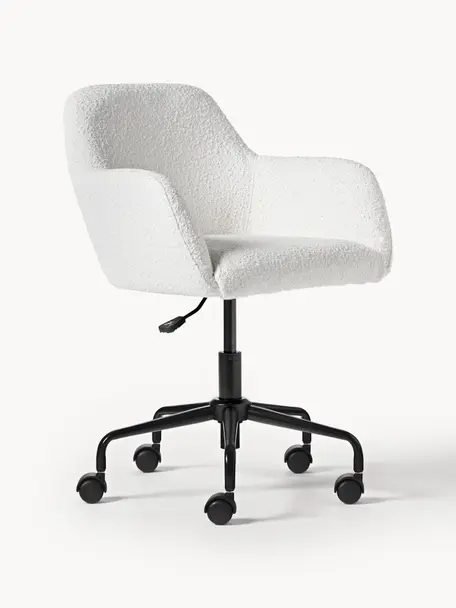 Buklé stolička k pracovnému stolu Lucie, Biela, čierna, Š 57 x H 57 cm