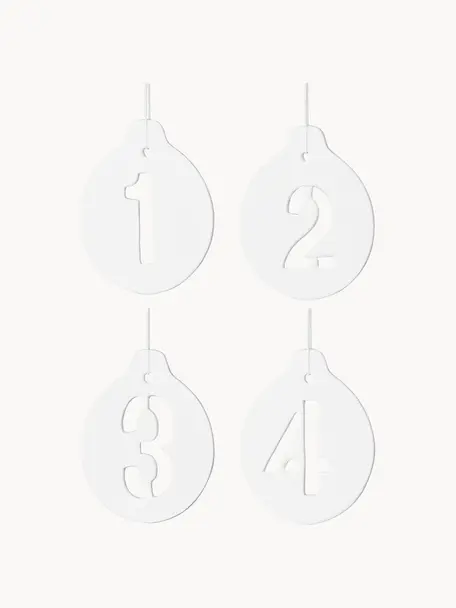Set de adornos para colgar Advent, 4 uds., Cerámica, Blanco, An 7 x Al 9 cm