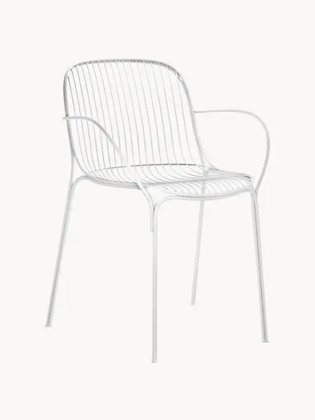 Záhradná stolička s opierkami Hiray, Pozinkovaná oceľ, lakovaná, Biela, Š 46 x H 55 cm