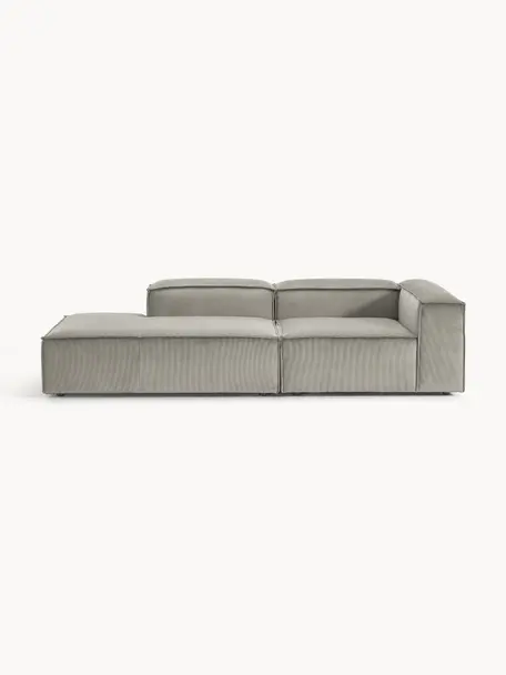 Modulaire chaise longue Lennon van corduroy, Bekleding: corduroy (92% polyester, , Frame: massief grenenhout, multi, Poten: kunststof Dit product is , Corduroy grijs, B 269 x D 119 cm, armleuning rechts