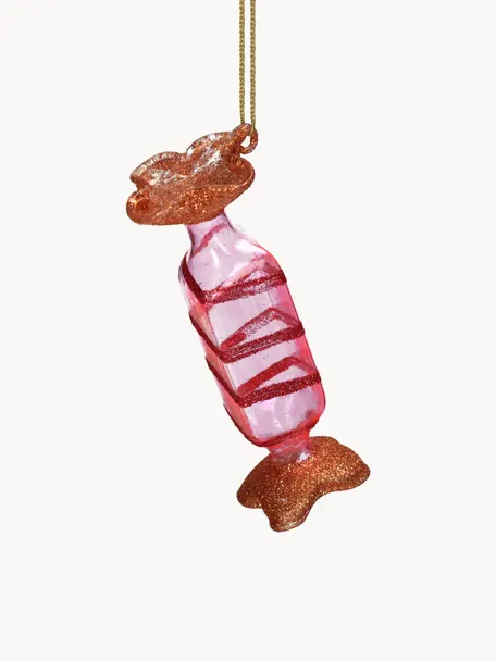 Addobbo per albero a forma di caramella Candy, Vetro, Rosso, rosa, trasparente, Larg. 4 x Lung. 10 cm