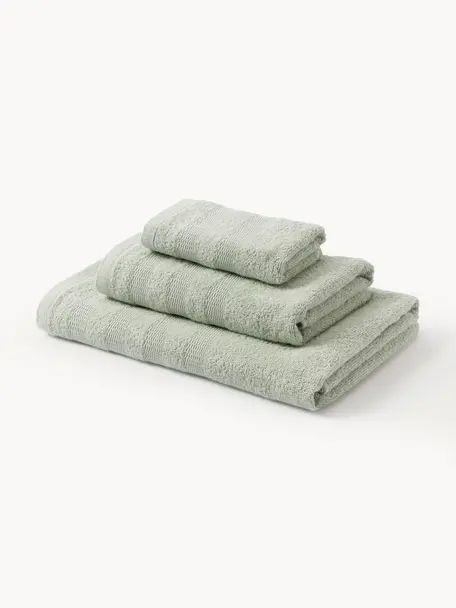 Súprava uterákov Camila, 4 diely, Šalviovozelená, 3-dielna súprava (uterák pre hostí, uterák na ruky, osuška)