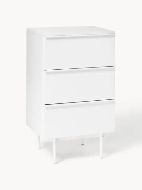 Petite commode en bois Elona, Blanc, larg. 60 x haut. 100 cm