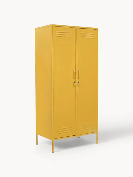 Kleiner Kleiderschrank The Twinny, Stahl, pulverbeschichtet, Senfgelb, B 85 x H 183 cm