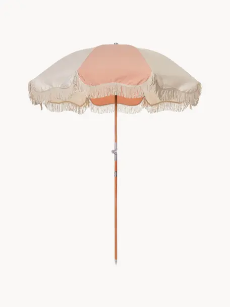 Parasol à franges Retro, inclinable, Rose, blanc crème, Ø 180 x haut. 230 cm