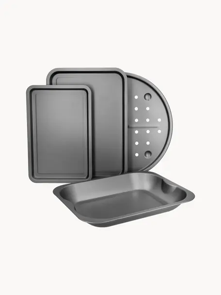 Set 4 teglie con rivestimento antiaderente KitchenCraft, Acciaio con rivestimento antiaderente, Nero, Set in varie misure