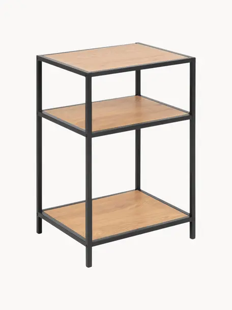 Beistelltisch Seaford, Gestell: Metall, pulverbeschichtet, Holzoptik, Schwarz, B 42 x T 35 cm