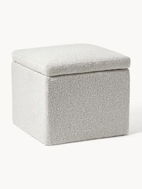Buklé taburetka s úložným priestorom Winou, Buklé lomená biela, Š 50 x V 48 cm