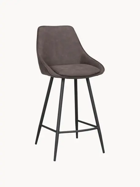 Zamatová barová stolička s kovovými nohami Sierra, Zamatová tmavohnedá, Š 46 x V 97 cm