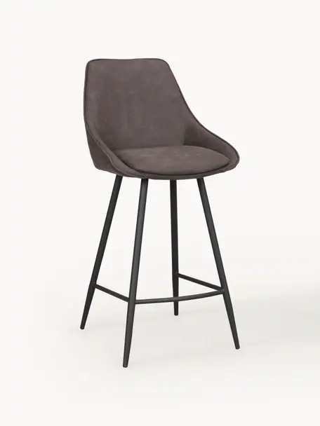 Krzesło barowe z aksamitu Sierra, Tapicerka: 100% poliester (aksamit) , Stelaż: drewno z certyfikatem FSC, Nogi: metal malowany proszkowo, Ciemnobrązowy aksamit, S 47 x W 97 cm