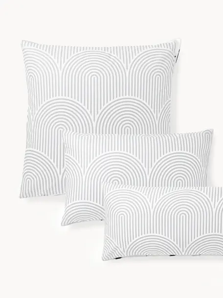 Funda de almohada de algodón Arcs, Gris, blanco, An 45 x L 110 cm