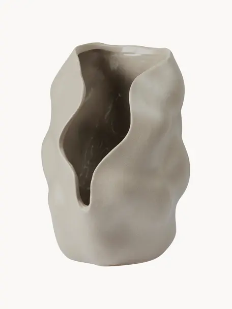 Ručne vyrobený svietnik Hekla, V 24 cm, Kamenina, Hnedosivá, matná, Ø 19 x V 24 cm