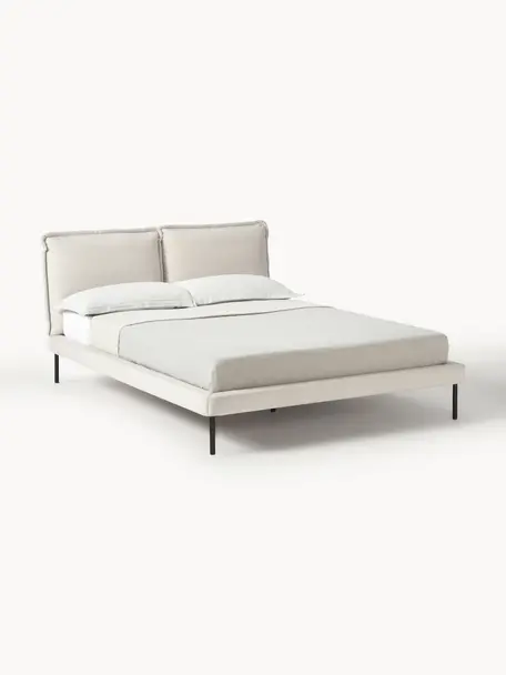 Čalouněná postel Amelia, Světle béžová, Š 140 cm, D 200 cm