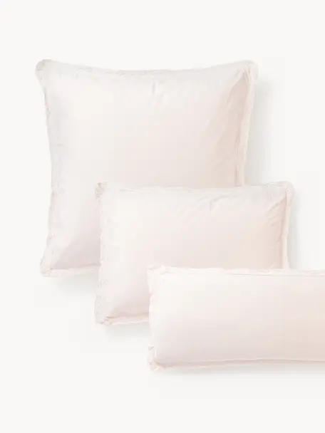 Funda de almohada de algodón con volantes Adoria, Rosa palo, An 45 x L 110 cm