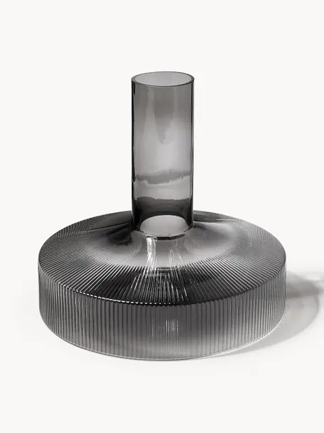 Décanteur strié soufflé bouche Ripple, 1,1 L, Verre, soufflé bouche, Gris, transparent et haute brillance, 1,1 L