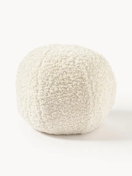 Cuscino rotondo in teddy Dotty, Rivestimento: 100% poliestere (teddy), Bianco crema, Ø 30 cm