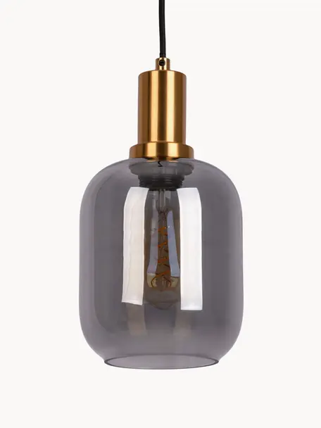Pendelleuchte Smoky, Lampenschirm: Rauchglas, Goldfarben, Dunkelgrau, Ø 21 x H 21 cm