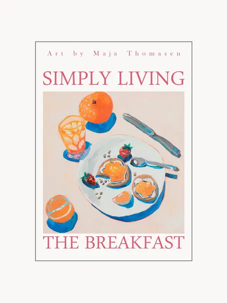 Poster The Breakfast, Weiß, Orange, Mehrfarbig, B 30 x H 40 cm