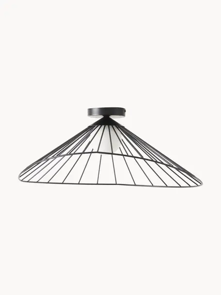 Plafondlamp Silvan, Lampenkap: opaalglas, Zwart, B 59 x H 24 cm