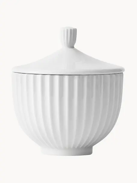 Bombonera de porcelana Lyngby, tamaños diferentes, Porcelana, Blanco, Ø 14 x Al 16 cm