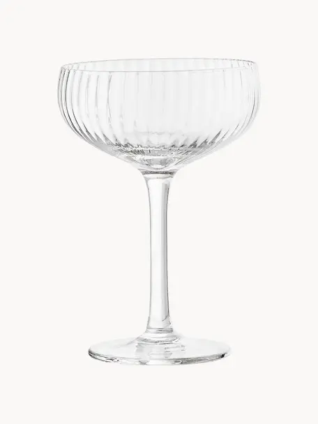 Champagneglazen Astrid met groefstructuur, 6 stuks, Glas, Transparant, Ø 11 x H 16 cm