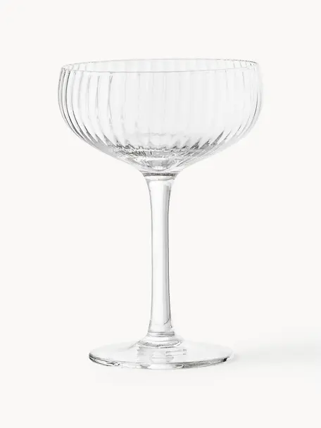 Copas pompadour de champán con relieve Astrid, 6 uds., Vidrio, Transparente, Ø 11 x Al 16 cm, 250 ml