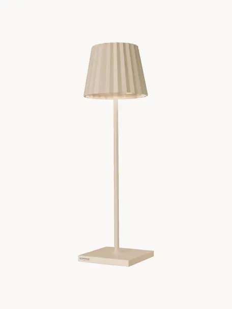 Mobile dimmbare LED-Außentischlampe Trellia, Hellbeige, Ø 11 x H 38 cm