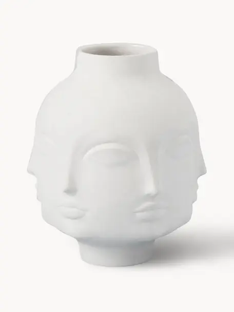 Jarrón de porcelana Dora Maar, 21 cm, Porcelana, Blanco, Ø 16 x Al 21 cm