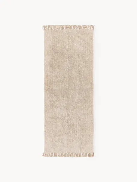 Ručne tuftovaný bavlnený behúň so strapcami Daya, Svetlobéžová, Š 80 x D 300 cm
