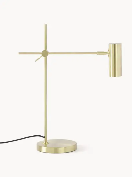 Schreibtischlampe Cassandra, Lampenschirm: Metall, vermessingt, Lampenfuß: Metall, vermessingt, Goldfarben, glänzend, T 47 x H 55 cm