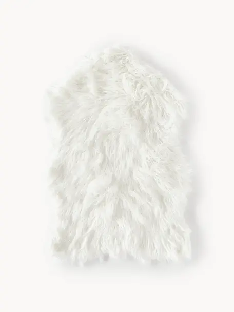Fourrure synthétique Morten, frisée, Blanc crème, larg. 60 x long. 90 cm