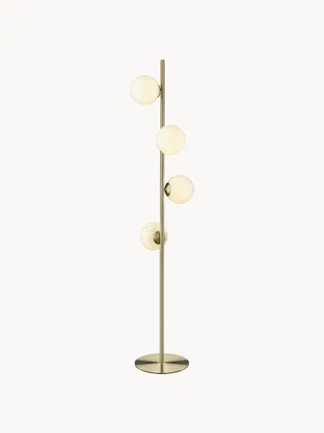 Lampa podłogowa ze szkła dmuchanego Twist, Odcienie złotego, W 150 cm
