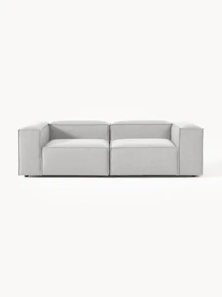 Modulares Sofa Lennon (3-Sitzer), Bezug: 100 % Polyester Der strap, Gestell: Massives Kiefernholz, Spe, Füße: Kunststoff Dieses Produkt, Webstoff Grau, B 238 x T 119 cm