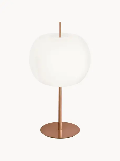 Lampada da tavolo in vetro soffiato con luce regolabile Kushi, Struttura: metallo rivestito, Paralume: vetro soffiato, Ramato, Ø 33 x Alt. 61 cm