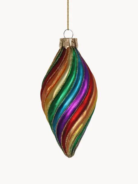 Adornos navideños Rainbow, 6 uds., Vidrio, Multicolor, Ø 6 x Al 13 cm