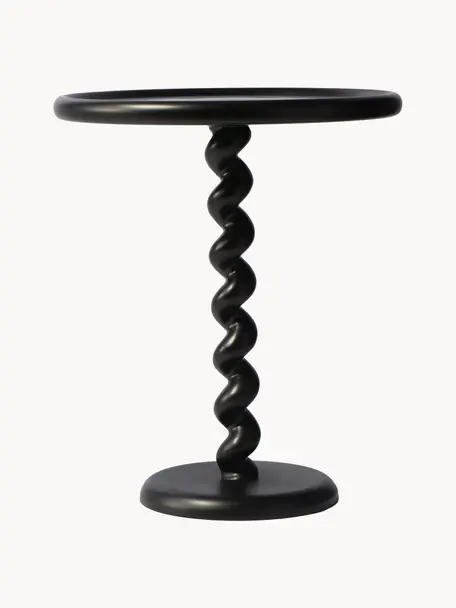 Table d'appoint ronde Twister, Aluminium, revêtement par poudre, Noir, Ø 46 x haut. 56 cm