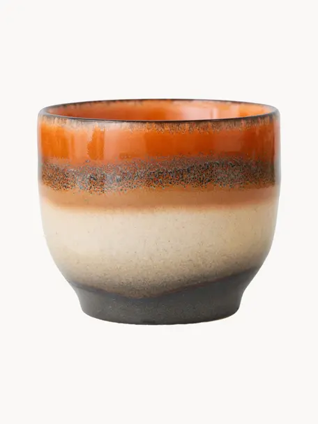 Tasses à café artisanales en céramique 70's, 4 pièces, Céramique, Tons bruns, blanc cassé, Ø 8 x haut. 7 cm, 230 ml