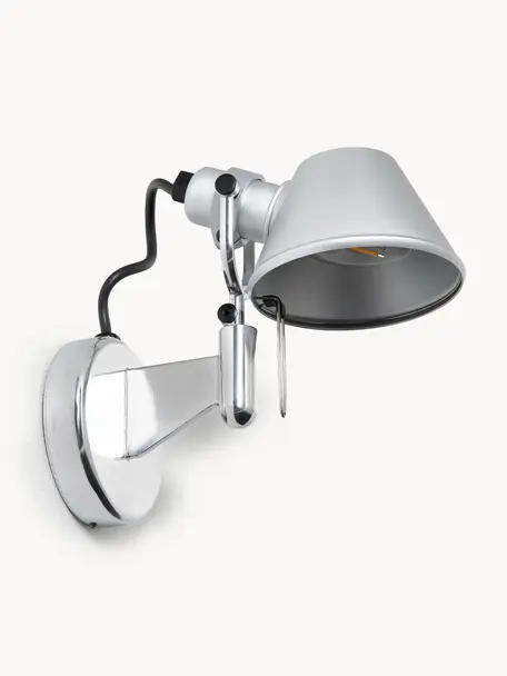 Spot mural Tolomeo Micro Faretto, réglable, Aluminium, enduit, Argenté, larg. 21 x haut. 20 cm