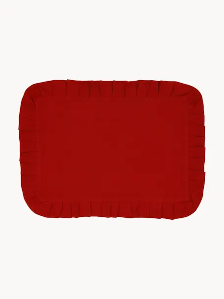 Podkładka z falbanką Chambray, 2 szt., 100% bawełna, Czerwony, S 30 x D 45 cm