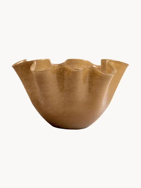 Centrotavola fatto a mano in forma organica Cara, Vetro, Marrone, Ø 29 x Alt. 16 cm
