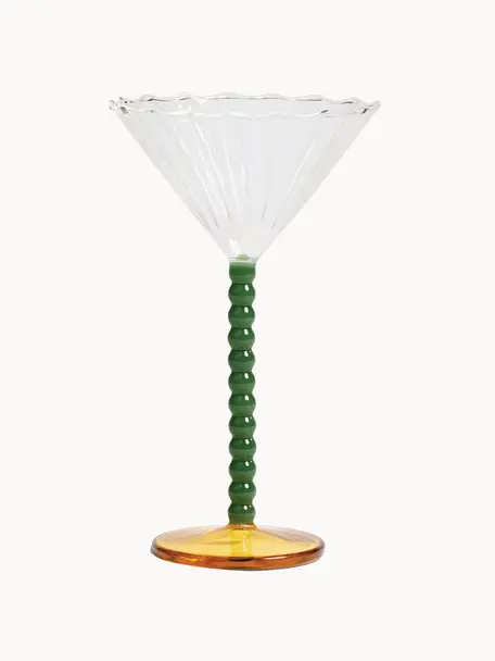 Cocktailglazen Perle, 2 stuks, Glas, Transparant, donkergroen, oranje, Ø 17 x H 10 cm, 150 ml