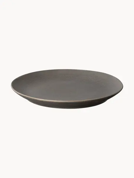 Ručne vyrobený plytký tanier Kumi, 6 ks, Glazúrovaná kamenina, Sivobéžová, Ø 26 cm