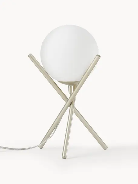 Lámpara de mesa pequeña Erik, Pantalla: vidrio, Cable: plástico, Blanco, champán, Ø 15 x Al 33 cm